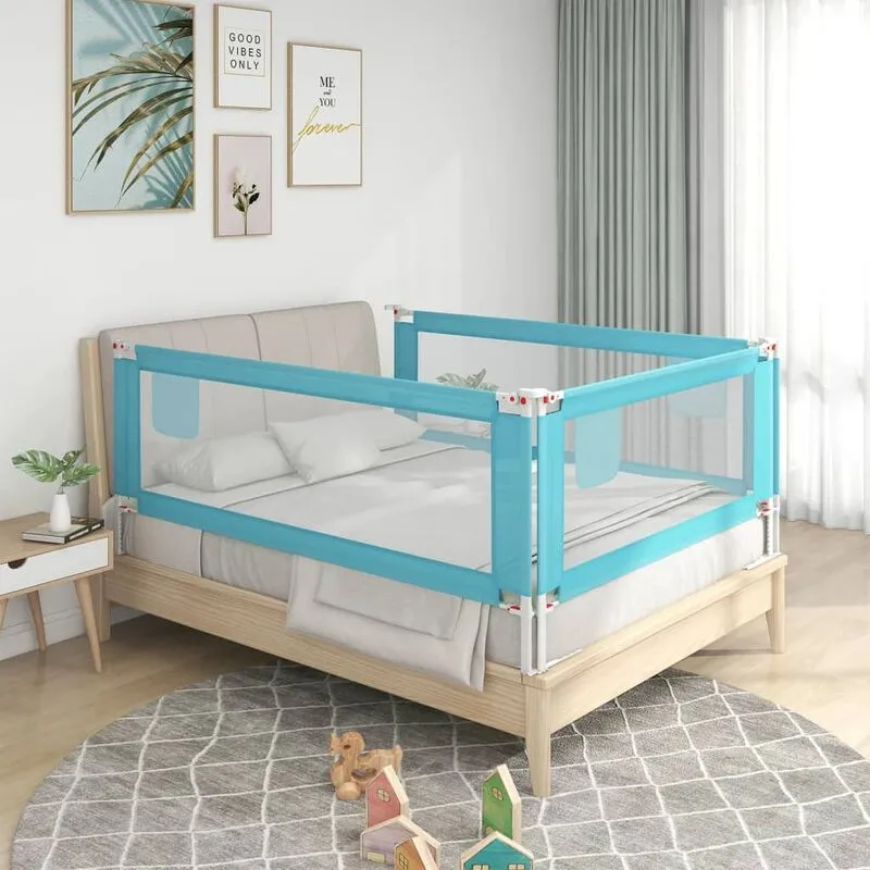 Sponda Letto di Sicurezza per Bambini Blu 160x25 cm in Tessuto