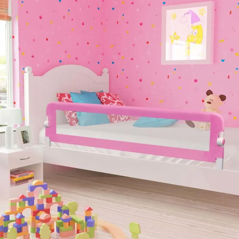 Sponde Letto di Sicurezza per Bambini Rosa 180x42cm Poliestere - Vidaxl