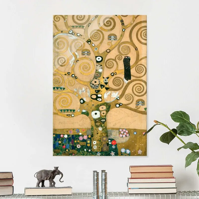 Stampa su vetro - Gustav Klimt - L'Albero della Vita - Art Nouveau - Verticale 3:2 Dimensione HxL: 60cm x 40cm