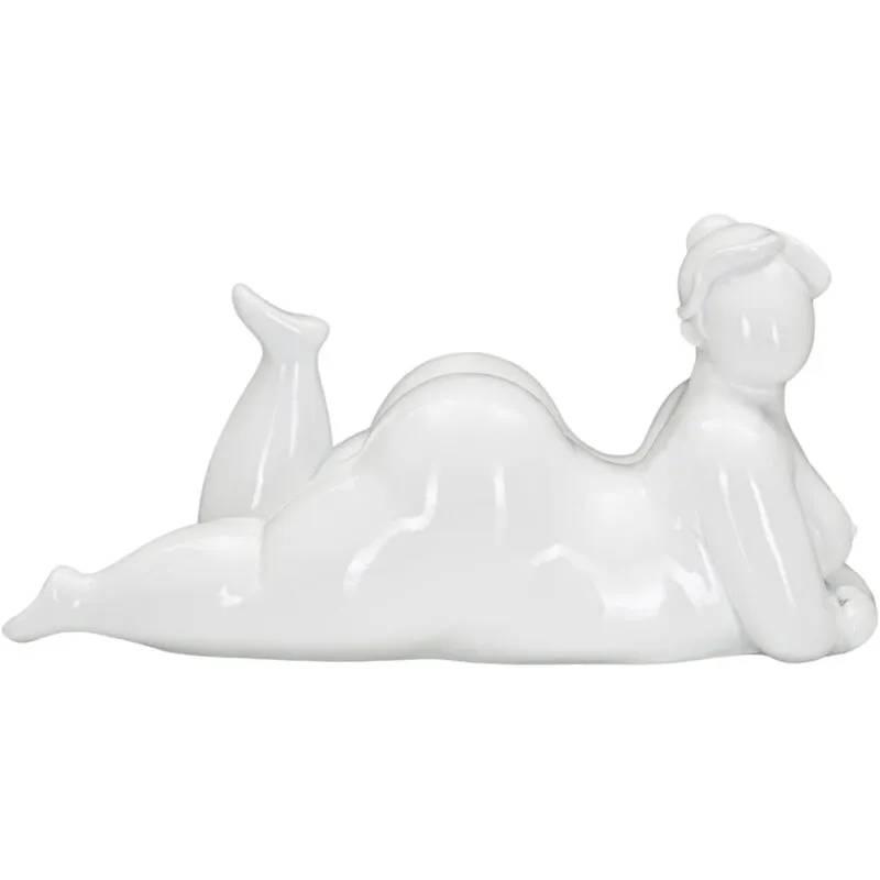 Statua Donnina Yoga Relax 32x16x16 cm in Poliresina Bianco