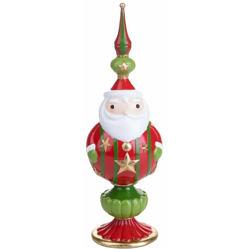 Statuina Babbo Natale con Puntale 33,5 cm in Resina