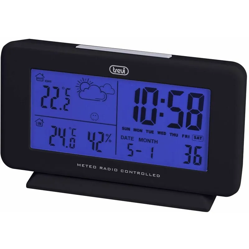 Me 3P08 rc Stazione Meteo Radiocontrollata con Sensore Esterno Senza Fili, Temperatura, Umidità, Previsioni Meteo, Retroilluminazione led, Funzione