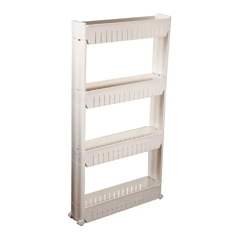 Wyctin - Stringere il carrello della cucina, il ripiano per mobili, il carrello di nicchia, lo stoccaggio su 4 piani 54,5 × 12,5 × 102 cm - Bianco