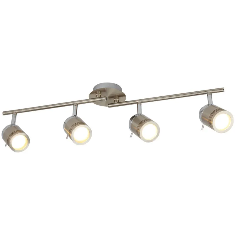 Samson - Faretto da Soffitto a 4 Luci per Bagno Bar Argento Satinato IP44, GU10 - Searchlight