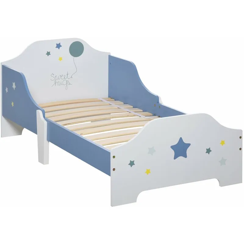 Struttura Letto Singolo per Bambini 143x74x59 cm in Compensato di Pioppo Blu e Bianco