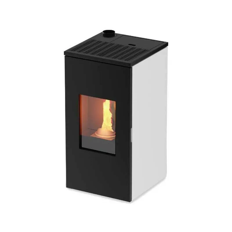 Foco - Stufa a Pellet Bianco Modello futura 11 Ad Alta Efficienza Classe Energetica a++ Stile Moderno Dimensione Compatt