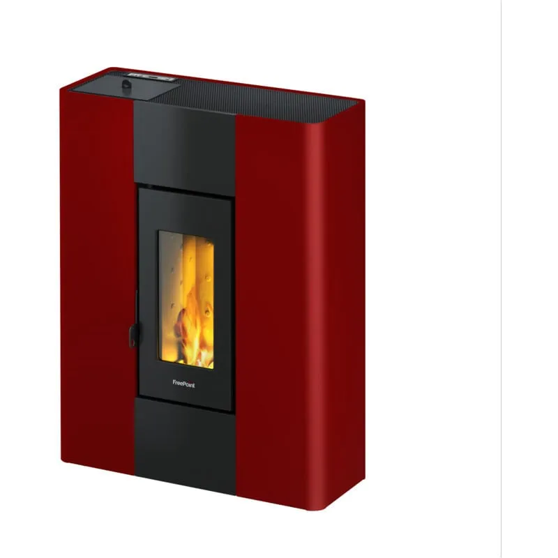 stufa a pellet slim ermetica freepoint roxy bordeaux 7 kw