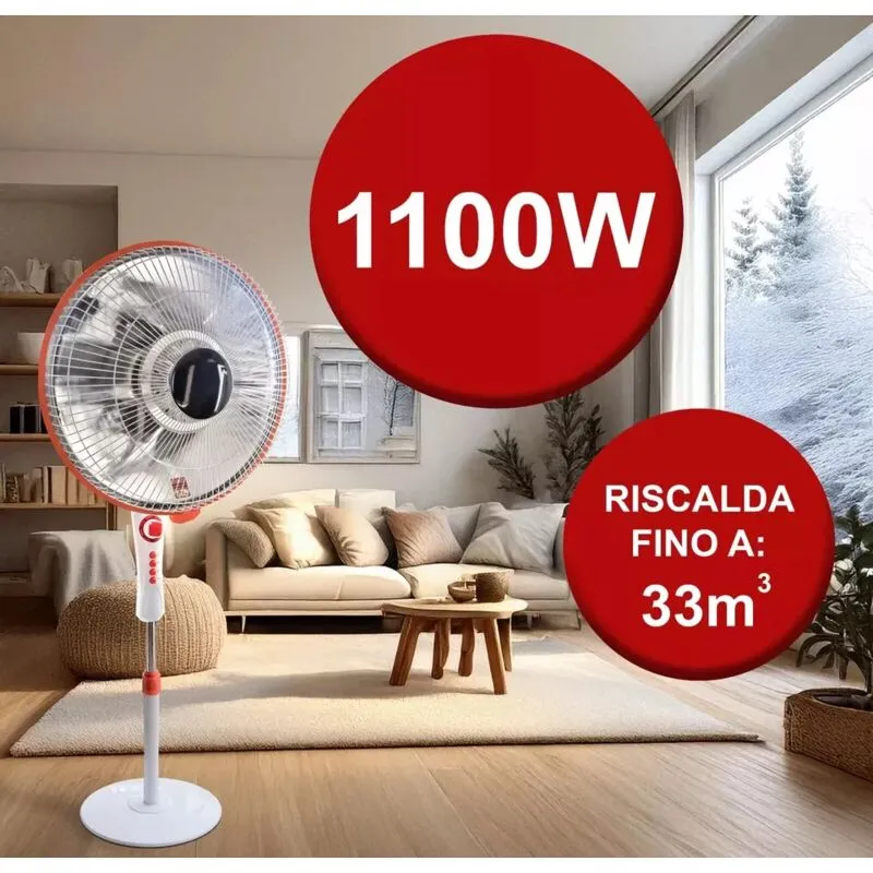 Stufa al carbonio a piantana 1100W incandescenza Timer risparmio energetico 220V