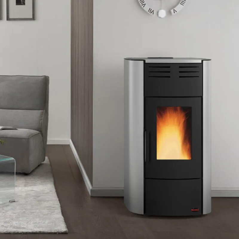 Tuttacasa - La Nordica Extraflame stufa a pellet Raffaella Idro H15 2.0 argento 20,7 kW per 545 m riscaldamento rivestimento in acciaio