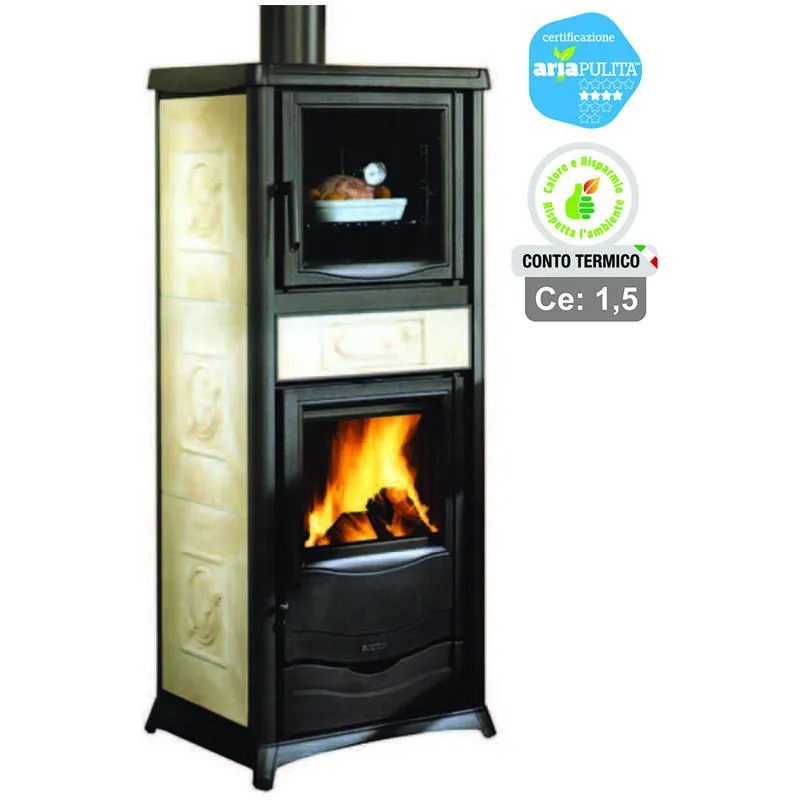 Stufa rossella plus forno evo 9,1 kw liberty panna (conto termico) - misure cm.55,9x53,6x135,9h. - peso kg.195