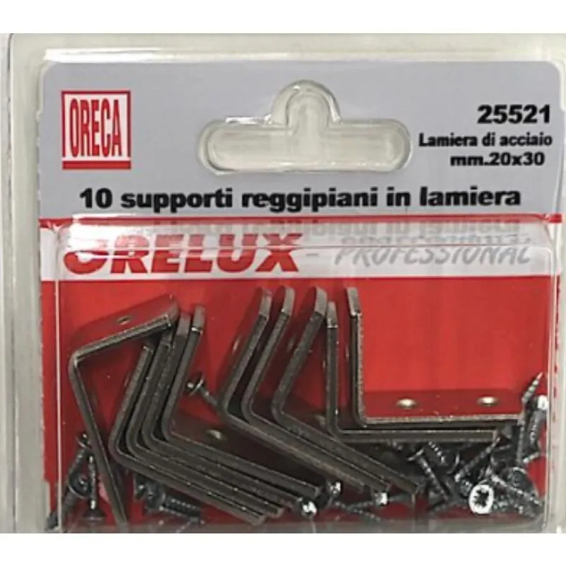 10 supporti reggipiano in lamiera 20X30MM acciaio nichelato - Oreca