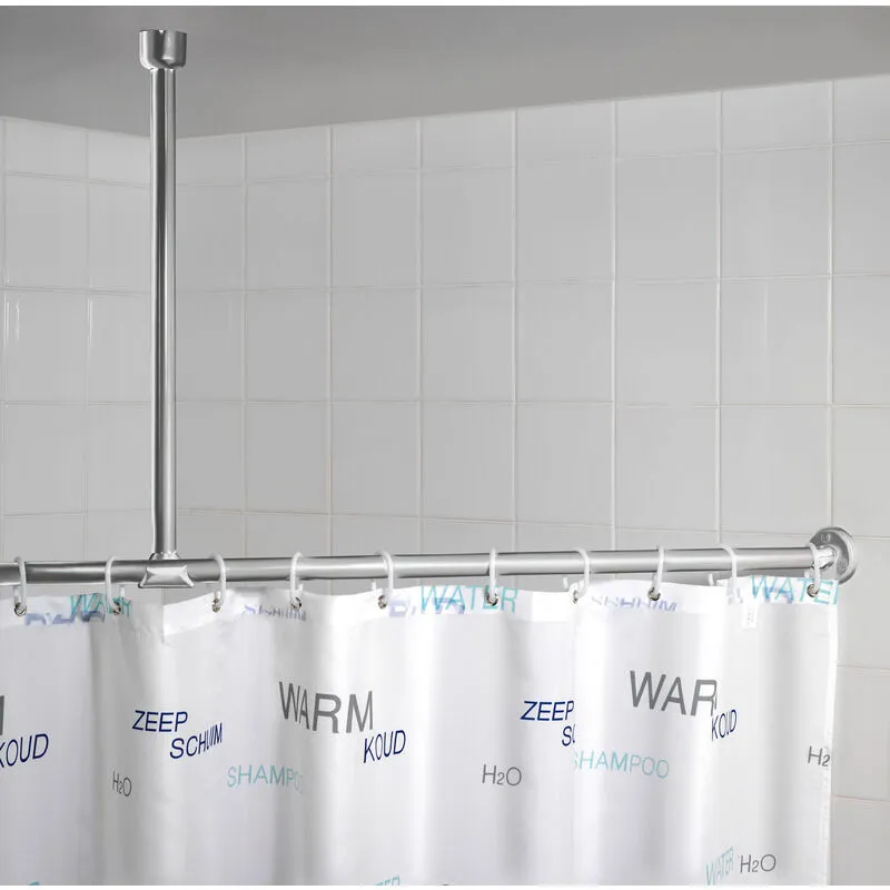 WENKO Supporto per asta doccia, Supporto a soffitto per asta doccia e vasca da bagno, compatibile con asta doccia Ø 2-2,5 cm, da forare, materiale di