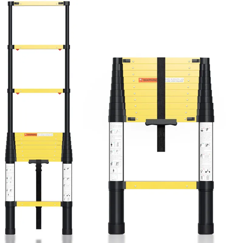 Swanew - Scala telescopica 3,2 m scarico lento + scaletta in alluminio con gancio scala estraibile scala allungabile allungabile