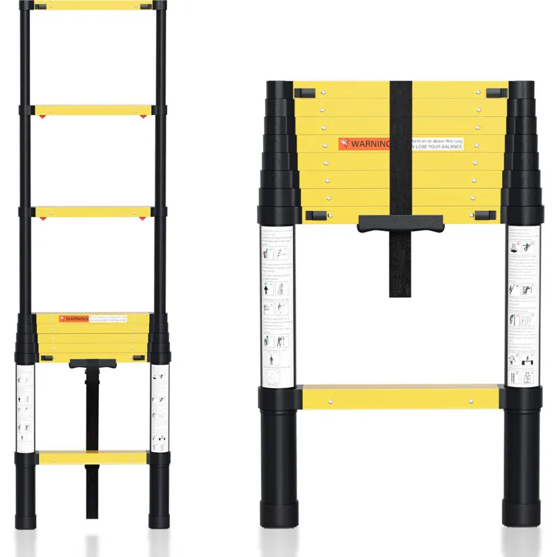 Scala telescopica 2,6 m scarico lento + gancio scala in alluminio scala estraibile scala allungabile allungabile - Swanew