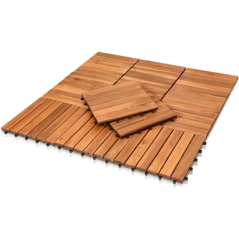 Set di 22 piastrelle per terrazza - 30x30cm - legno di acacia - per giardino/piscina interna/esterna - legno naturale - Swanew