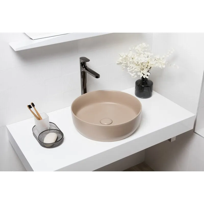 Swiss Aqua Technologies - Lavabo da appoggio Infinitio 39 x 39 x 12 cm senza troppopieno, marrone opaco (SATINF3939LBRM)