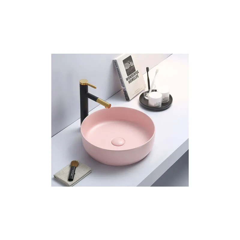 Set 39x39x12 cm lavabo freestanding senza troppopieno + scolapiatti Infinitio rosa opaco SetSATINF-rosa - Swiss Aqua Technologies