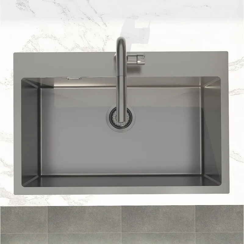 Timeless Lavello da incasso in acciaio inox 304, 68x45x21 cm, Gun Metal spazzolato pvd - Swiss Aqua Technologies