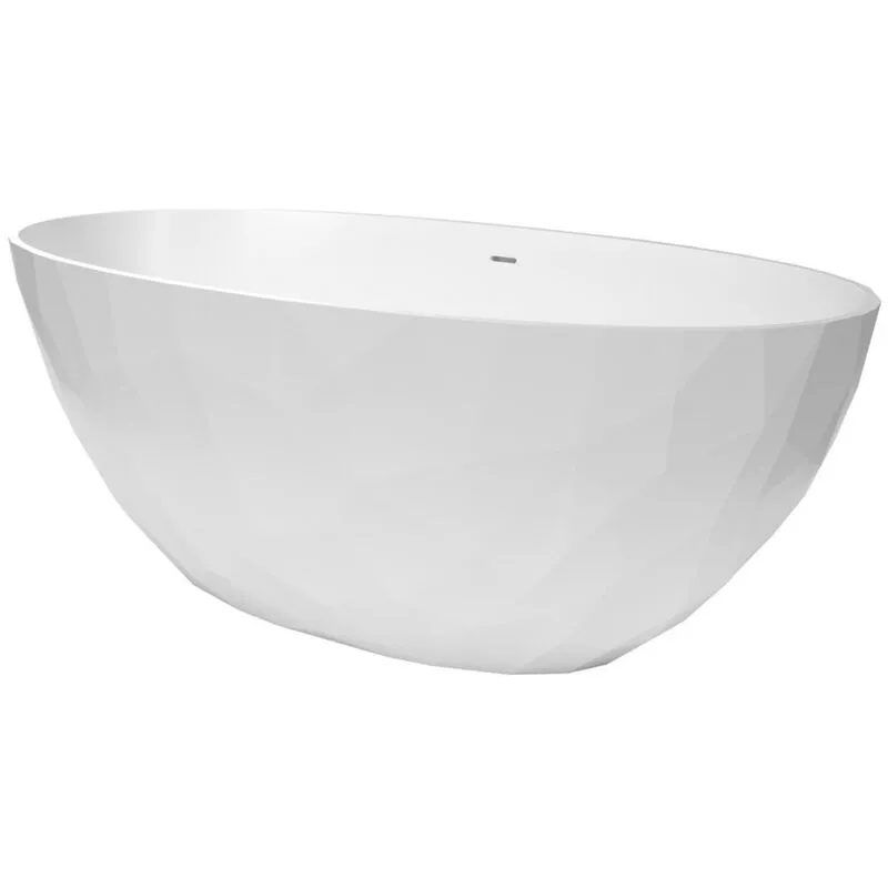 Swiss Aqua Technologies Vasca da bagno Meda a isola indipendente 167x82,3 cm in marmo fuso 309L, bianco (SATME1670):