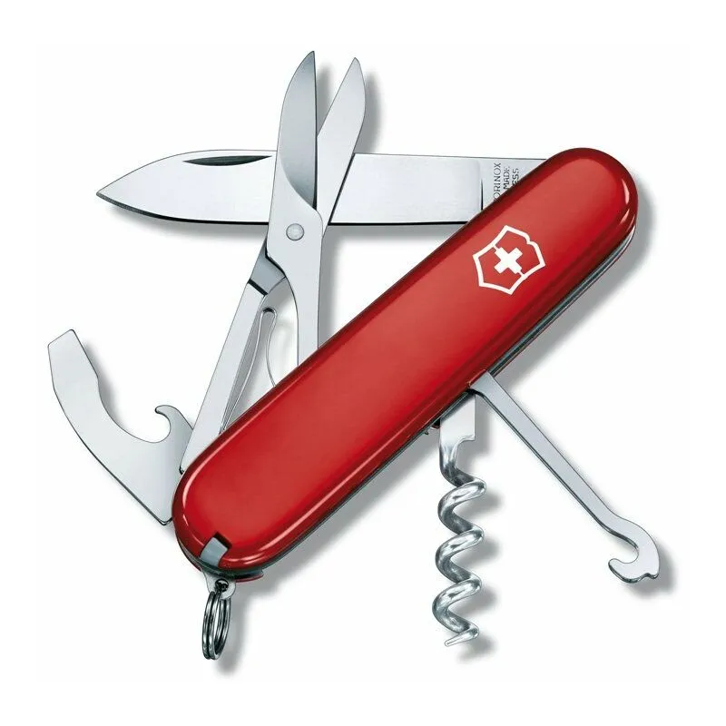 Swiss Army Knife  Compact 1.3405 Red con 15 funzioni tra cui forbici e un gancio multiuso con lima per unghie integrata