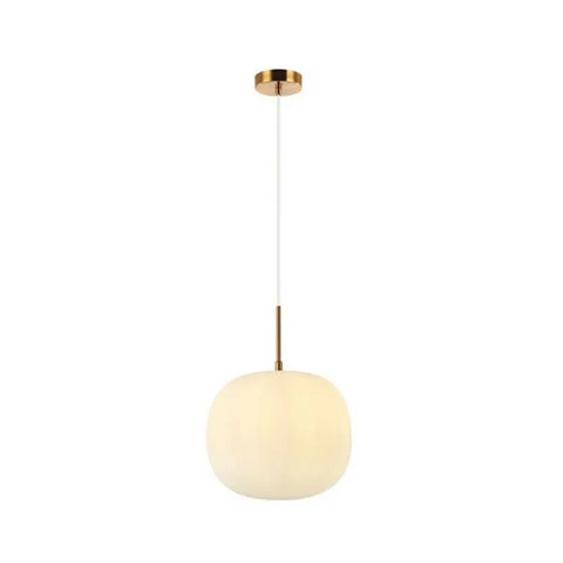 Sykies Globe Lampada a Sospensione da Soffitto 40W 1x E27 Vetro Bianco Frost, Ottone Antico