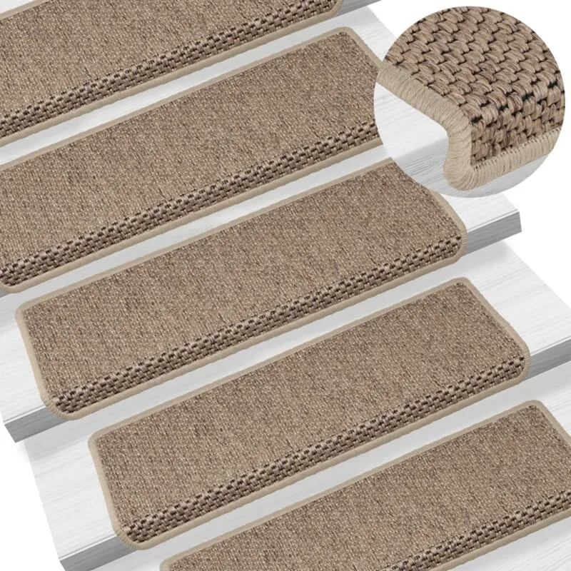 Vidaxl - Tappeti Autoadesivi Scale Aspetto Sisal 15 pz 65x21x4 cm Sabbia