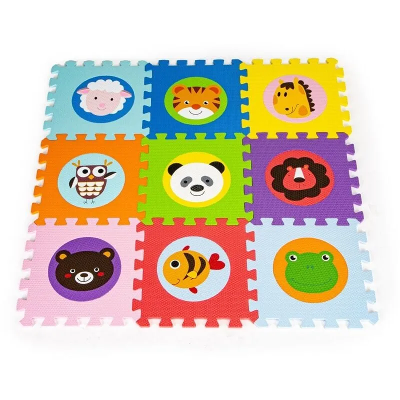 Tappetino da gioco per bambini - tema animali - 90x90 cm - 9 pezzi