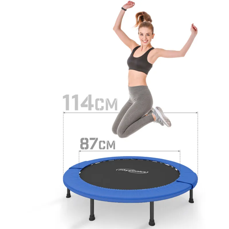  - Physionics® Trampolino Fitness - Diametro ø 114 cm, Pieghevole, Piedini Antiscivolo, da Interno e Esterno - Mini Trampolino, Tappeto Elastico,