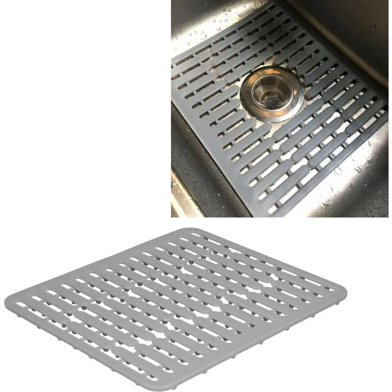 Tappetino per lavello in acciaio inox/ceramica, protezioni per lavello in pvc per fondo lavello da cucina, stoviglie e vetreria, durevole e scarico