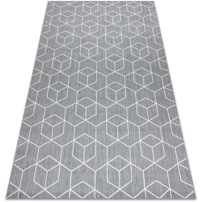 Tappeto di spago sizal flat 48655/637 cubi 3D grey 120x170 cm