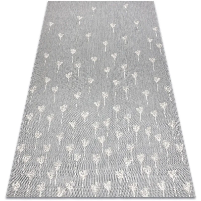 Tappeto di spago sizal flat 48779/637 Kwiatuszki grigio crema grey 160x230 cm