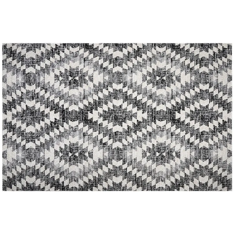 Tappeto etnico motivo losanghe grigio nero interno esterno 150 x 220 cm pixo