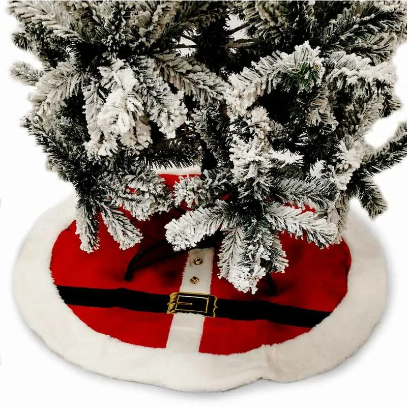 Bakaji - Tappeto Gonna Copertura Base Albero di Natale Natalizio Rosso e Bianco 120 cm