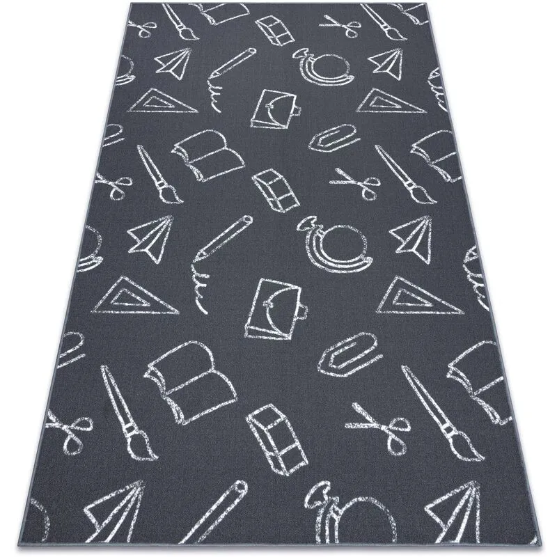 Rugsx - Tappeto per bambini school scuola grigio grey 200x400 cm