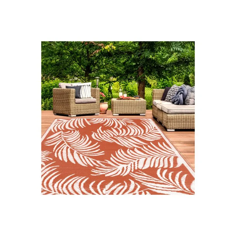 Tappeto per esterni coco tropical terracotta e bianco 180 x 280 cm