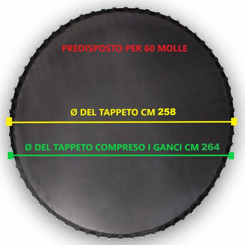 Yelloo - tappeto per trampolino elastico diametro 305 cm con 60 molle Certificato ce tuv gs