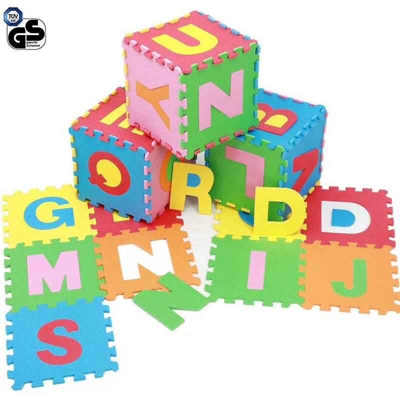 Bakaji - Tappeto Puzzle per Bambini Set 60 Pezzi Gioco Tappetino Lettere Alfabeto Gomma