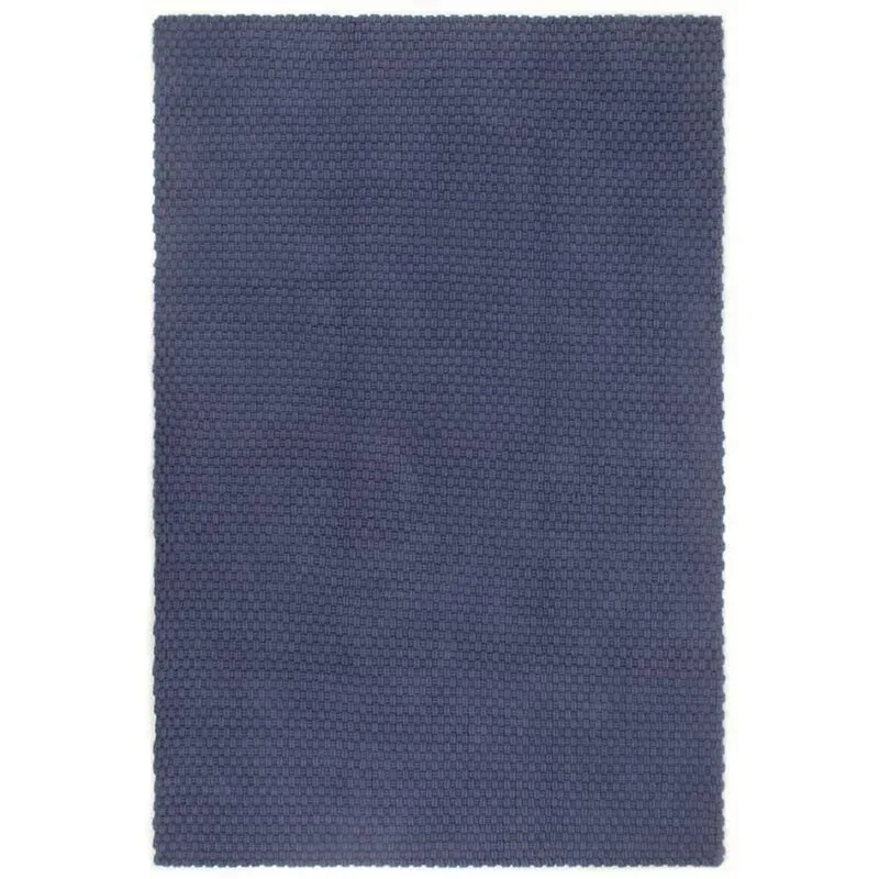 Tappeto Rettangolare Blu Marino 200x300 cm in Cotone vidaXL