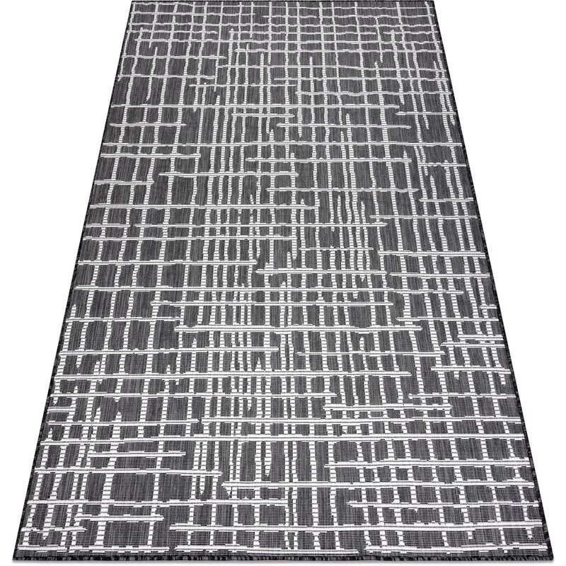 Tappeto sizal sion Traliccio, Linee 22144 tessuto piatto nero / ecru black 140x190 cm