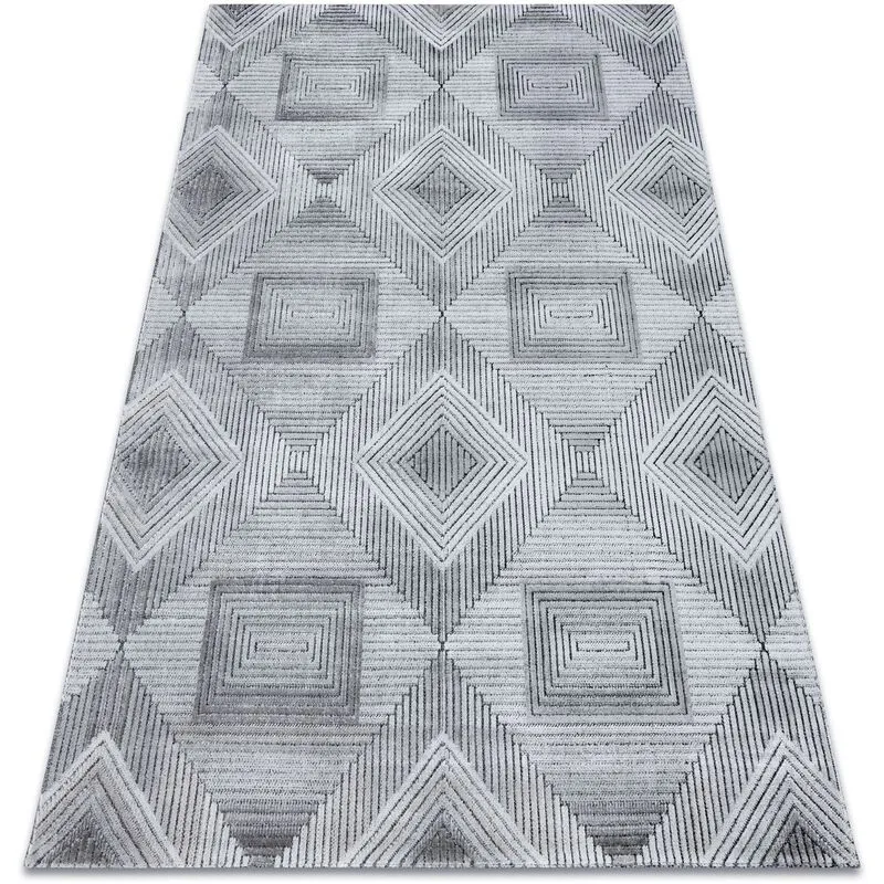 Rugsx - Tappeto Structural sierra G5011 tessuto piatto grigio / nero - geometrico, quadri grey 120x170 cm