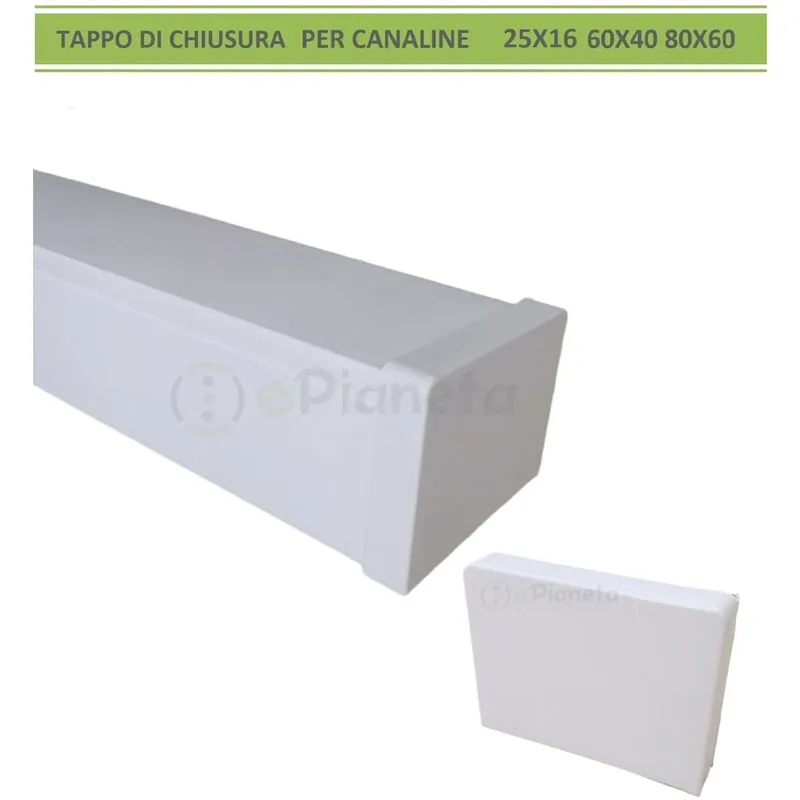 Tappo di chiusura terminale per canaline elettriche passacavi coprifili bianco 25x16 60x40 80x60 60x40