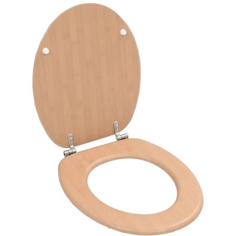 Furniture Limited - Tavoletta WC con Coperchio MDF Design a Bambù