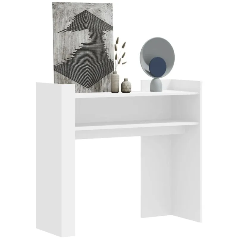 Tavolino Consolle Bianco 100x35x90 cm in Legno Multistrato