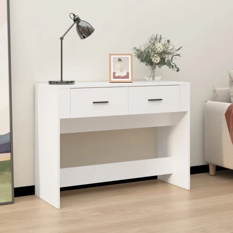 vidaXL Tavolino Consolle Bianco 100x39x75 cm in Legno Multistrato