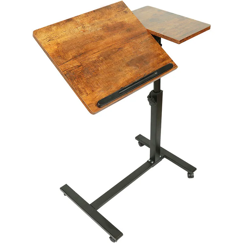 Haloyo - Tavolino da Laptop, Rotelle con Freni, Altezza Regolabile,Ripiano, 2 Aste Antiscivolo 6034.558/90 cm giallo retrò