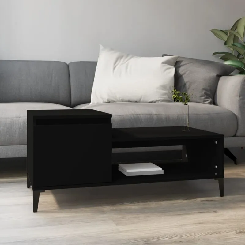 Tavolino da Salotto Nero 100x50x45 cm in Legno Multistrato - Vidaxl