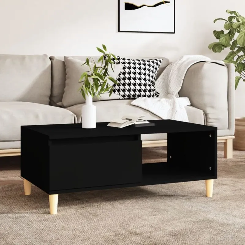 Tavolino da Salotto Nero 90x50x36,5 cm in Legno Multistrato - Vidaxl