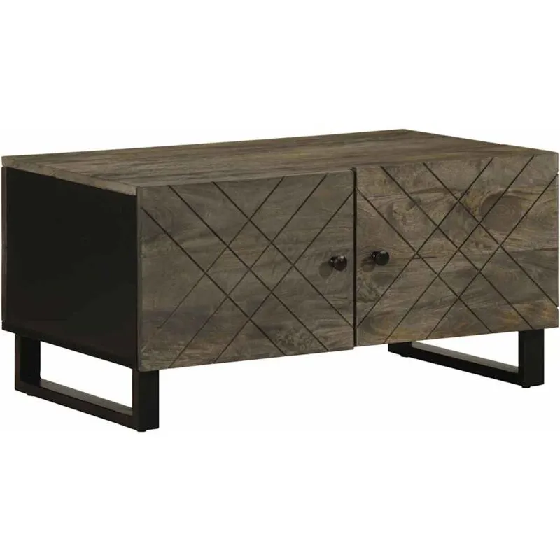 Tavolino da Salotto Nero 80x50x40 cm in Legno Massello di Mango - Vidaxl