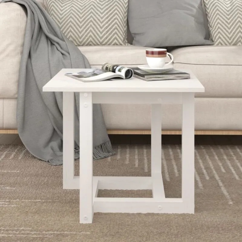 VidaXL Tavolino da Salotto Bianco 50x50x45 cm Legno Massello di Pino