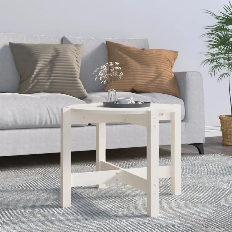 VidaXL Tavolino da Salotto Bianco � 62,5x45 cm Legno Massello di Pino